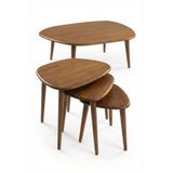 Fawdecor Oval Masif Doğal Ahşap Orta Sehpa ve 3'lü Yan Sehpa Set | Asimetrik Modern İskandinav Tasarım