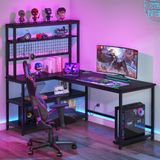 Faween 84010 140CM Oyuncu Masası Çalışma Masası Bilgisayar Masası Ders Laptop Siyah - 100x50cm + 100x40cm