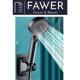 FAWER 5 Fonksiyonlu Siyah Yapışkan Mafsallı Duş Seti Duş Başlığı