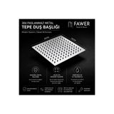 FAWER Faucet & Shower 304 Paslanmaz Tepe Duş Başlığı 25x25