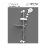 FAWER Faucet & Shower Krom Beyaz Sürgülü Duş Seti Duş Takımı