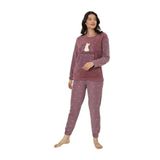 Fawn 04-3302 Peluş Welsoft Polar Kışlık Yumoş Tavşanlı Kadın Pijama Takımı (Lila, S)
