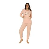 Fawn 04-3302 Peluş Welsoft Polar Kışlık Yumoş Tavşanlı Kadın Pijama Takımı (Soft Pembe, XL)