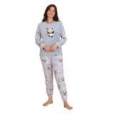 Fawn 1204 Peluş Welsoft Polar Kışlık Yumoş Pandalı Kadın Pijama Takımı (Açık Mavi, M)