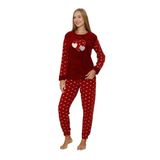 Fawn 3316 Peluş Welsoft Polar Kışlık Yumoş Kalpli Kadın Pijama Takımı