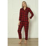 Fawn 3702 Boydan Düğmeli Soft Süet Kışlık Kareli Kadın Pijama Takımı