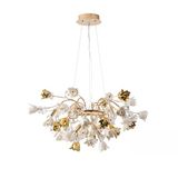 Faxon 9'Lu Gold Çiçek Desenli Modern Yuvarlak Sarkıt Salon Avize