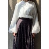 Faya Boutique Balon Kol Beyaz Thalia Şifon Bluz