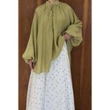 Faya Boutique Balon Kol Çağla Yeşili Thalia Şifon Bluz