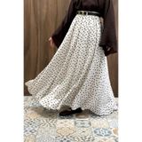 Faya Boutique Beyaz Puantiyeli Kemerli Ceinture Etek