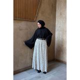 Faya Boutique Beyaz Puantiyeli Siyah Kemerli Ceinture Etek