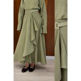 Faya Boutique Çağla Yeşili Keten Anvelop Heather Etek