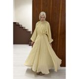 Faya Boutique Dalgalı Şifon Kumaş Butteryellow Balon Kol Takım