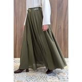Faya Boutique Haki Yeşili Ceinture Kemerli Keten Etek