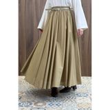 Faya Boutique Yağ Yeşili Ceinture Kemerli Keten Etek