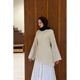 fayaboutique.com Krem Kalina Asimetrik Kesim Keten Bluz