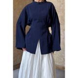 fayaboutique.com Lacivert Modal Bel Detaylı Lemina Tunik