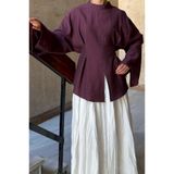 fayaboutique.com Modal Mürdüm Bel Detaylı Lemina Tunik