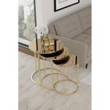 Faymend 3'lü Gold Zigon Sehpa Bronz Aynali Bronz Aynali
