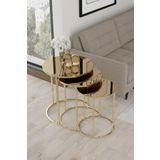 Faymend 3'Lü Gold Zigon Sehpa (Bronz Aynalı)