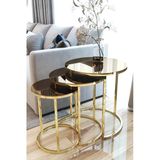FAYMEND 3lü Lüx C Zigon Sehpa Gold Aynalı
