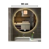 FAYMEND 90 cm Çapında Led'li Lavabo, Banyo, Duvar Aynası(dokunmatik)(Günışığı)