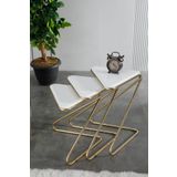 Faymend Bumerang 3Lu Sehpa 'Gold Beyaz'