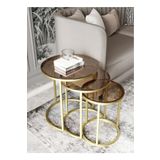 Faymend C Zigon Sehpa Parlak Gold Metal - Şeffaf Bronz Cam