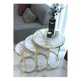 Faymend Faymed Mermer Desen Gold Metal Zigon Sehpa