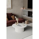 FAYMEND KOOKY Modern Yuvarlak Beyaz Ahşap Orta Sehpa '70cm'