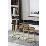 Faymend Zigon Sehpa Parlak Gold Metal - Şeffaf Bronz Cam