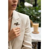 Fayra Accessorıes Black Diamond Swarovski Taşlı Yılan Broş