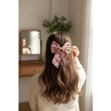 Fayra Accessorıes Çıtır Çiçek Desenli Fiyonk Toka Poplin Kumaş Otomatik Toka