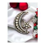 FAYRA ACCESSORIES Elmas Montür Ay Yıldız Broş