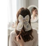 FAYRA ACCESSORIES Fiyonk Toka Papatya Desenli Tül Kumaş Otomatik Toka