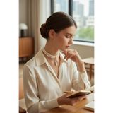 FAYRA ACCESSORIES Kristal Taşlı İnci Sallantılı Tasma Kolye