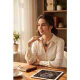 Fayra Accessorıes Kristal Taşlı Oval Tek Sıra İnci Kolye
