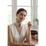 Fayra Accessorıes Zirkon Taşlı Hasır Dizim Tasma İnci Kolye