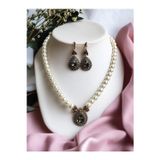 Fayra Accessorıes Zirkon Taşlı Su Damlası Figürlü İnci Kolye ve Küpe Seti