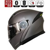 Fazer FR-965 Mat Grey Motosiklet Kaskı Çene Açılır Güneş Vizörlü Motorcu Kask - Gri