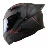 Fazer Fx-211X Mat Siyah-Gri-Kırmızı Kask Kapalı Model Renkli Camlı ( İç Güneş Vizörlü)