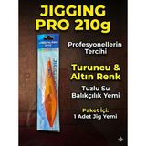FB Cup Jigging Pro 210G Jig Suni Yem - Turuncu & Altın Renk - Profesyonel Tuzlu Su Balıkçılık Yemi