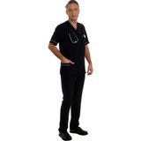 Fbc Tekstil V Yaka Doktor Önlüğü Eczacı Önlüğü Laborant Önlüğü Hemşire Önlüğü Estetisyen Önlüğü Siyah Kısa Kol Erkek Önlük - Turkuaz