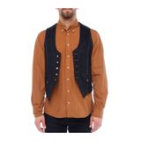 FBI Erkek Siyah Slim Fit Metal Düğmeli Denim Kot Yelek 6002-1002