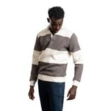 FBI Polo Yaka Kalın Çizgili 3 İplik İçi Şardonlu Slimfit Sweatshirt ANTRASİT L