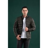 Fbı Slimfit Dik Yaka Fermuarlı Erkek Ince Şişme Puffer Mont - Yeşil