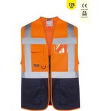 FBS Mühendis Yeleği Olympus High Vis Warning Vest Myform - Turuncu - Lacivert - XL