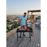 FBT Kamp, Piknik ve Bahçe Için Profesyonel Odun ve Kömürlü Katlanabilir Mangal Siyah