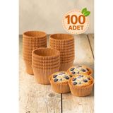 FBZhome 100 Adet Kraft Kağıt Kek Kapsülü | Muffin Cupcake Kek Kapsülü | 100'lü Kağıt Kek Kalıbı