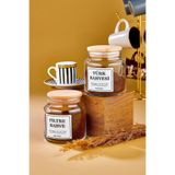 FBZhome 2li Ahşap Kapaklı Filtre Kahve & Türk Kahvesi Saklama Kabı 500 Ml Cam Kavanoz
